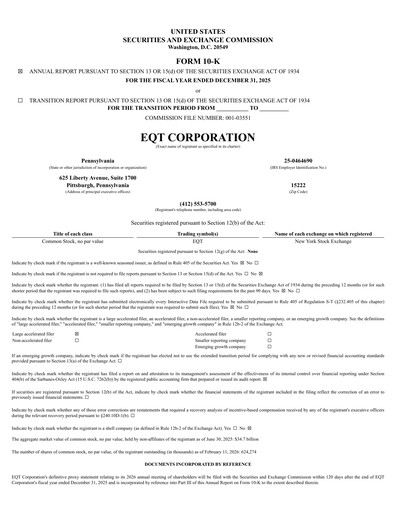 Thumbnail EQT Corporation
 Annual Report 2025