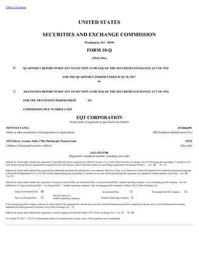 Thumbnail EQT Corporation
 Quarterly Report 2017-q2