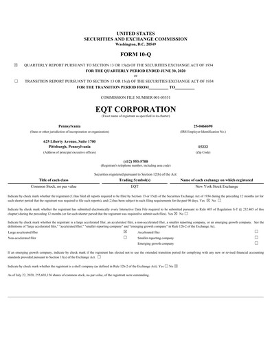 Thumbnail EQT Corporation
 Quarterly Report 2020-q2