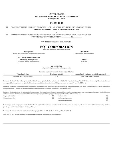 Thumbnail EQT Corporation
 Quarterly Report 2023-q1