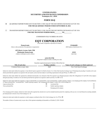 Thumbnail EQT Corporation
 Quarterly Report 2024-q3
