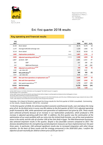 Thumbnail ENI Quarterly Report 2018-q1