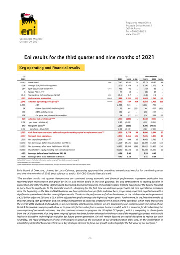 Thumbnail ENI Quarterly Report 2021-q3