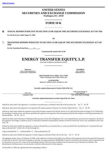 Thumbnail Energy Transfer LP
 Annual Report 2006