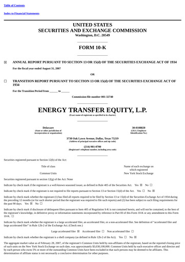 Thumbnail Energy Transfer LP
 Annual Report 2007
