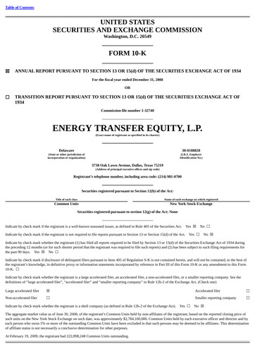 Thumbnail Energy Transfer LP
 Annual Report 2008