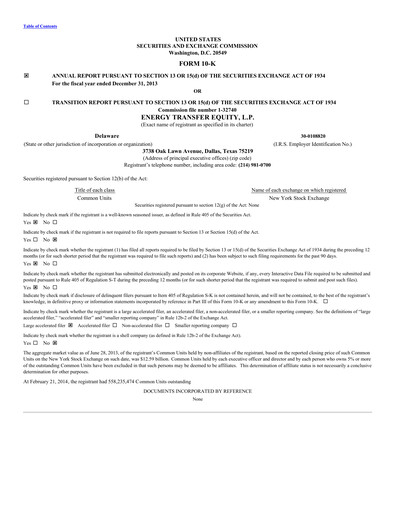 Thumbnail Energy Transfer LP
 Annual Report 2013