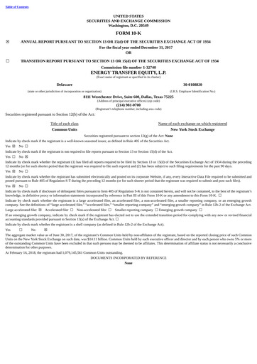 Thumbnail Energy Transfer LP
 Annual Report 2017