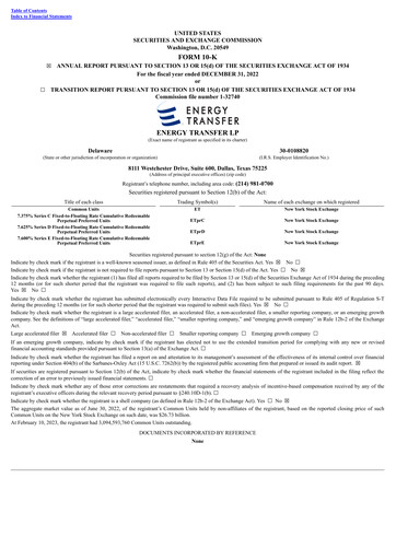 Thumbnail Energy Transfer LP
 Annual Report 2022