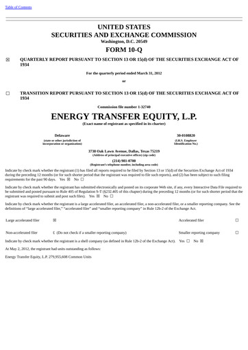Vorschaubild Energy Transfer LP
 Quartalsbericht 2012-q1