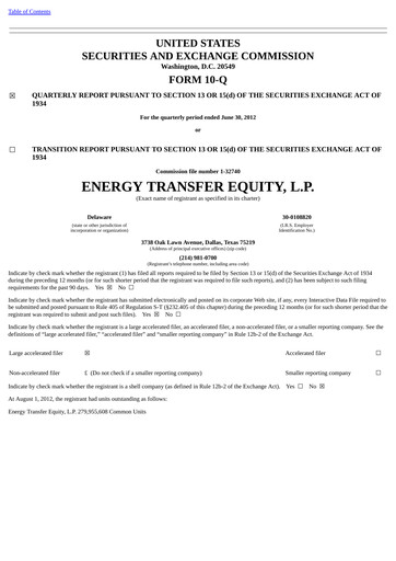 Vorschaubild Energy Transfer LP
 Quartalsbericht 2012-q2