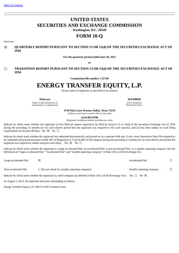 Vorschaubild Energy Transfer LP
 Quartalsbericht 2013-q2