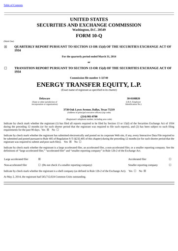 Vorschaubild Energy Transfer LP
 Quartalsbericht 2014-q1