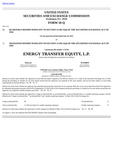 Vorschaubild Energy Transfer LP
 Quartalsbericht 2014-q2