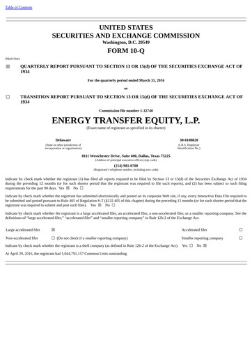 Vorschaubild Energy Transfer LP
 Quartalsbericht 2016-q1