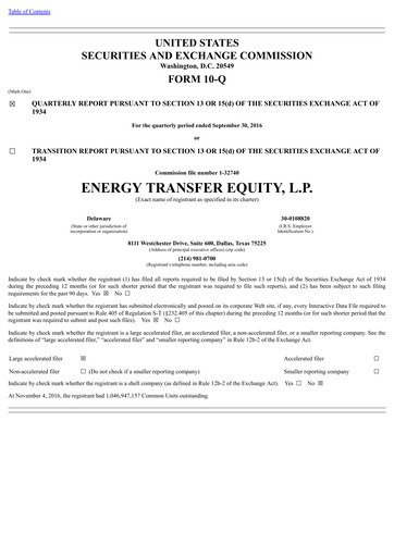 Vorschaubild Energy Transfer LP
 Quartalsbericht 2016-q3