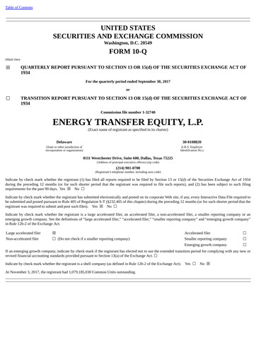 Vorschaubild Energy Transfer LP
 Quartalsbericht 2017-q3