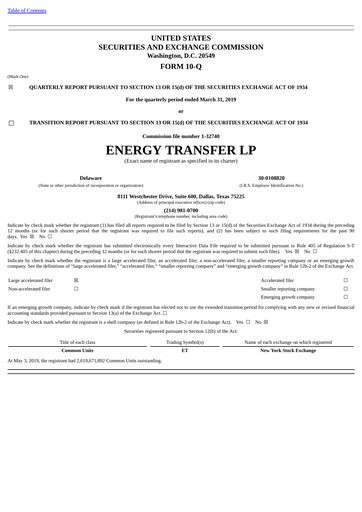 Vorschaubild Energy Transfer LP
 Quartalsbericht 2019-q1