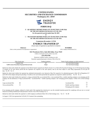 Thumbnail Energy Transfer LP
 Quarterly Report 2025-q2