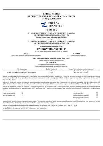 Vorschaubild Energy Transfer LP
 Quartalsbericht 2026-q2