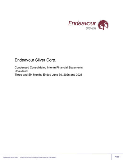 Thumbnail Endeavour Silver Financial Statement 2026-q2
