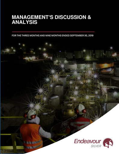 Thumbnail Endeavour Silver Quarterly Report 2019-q3