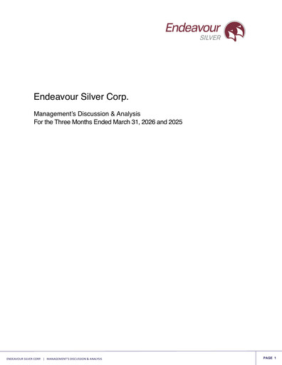 Thumbnail Endeavour Silver Quarterly Report 2026-q1