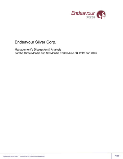 Thumbnail Endeavour Silver Quarterly Report 2026-q2
