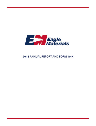 Thumbnail Eagle Materials
 Annual Report 2018