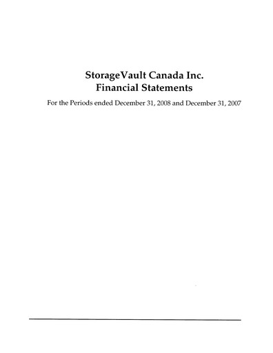 Vorschaubild StorageVault Canada Finanzmitteilung 2008