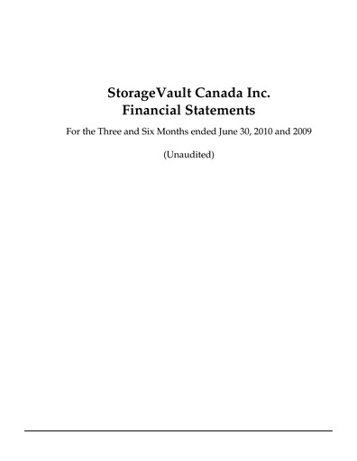 Miniature StorageVault Canada Rapport trimestriel 2010-q2