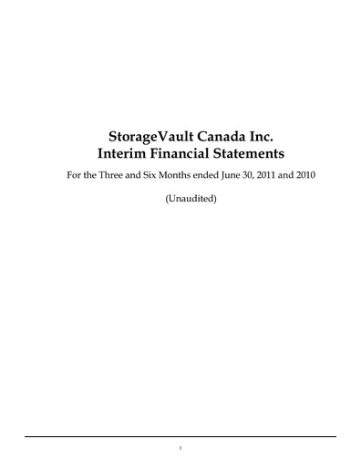 Miniature StorageVault Canada Rapport trimestriel 2011-q2