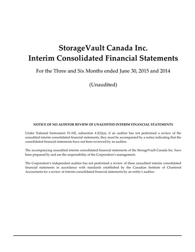 Miniature StorageVault Canada Rapport trimestriel 2015-q2