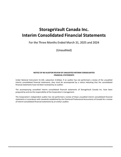 Thumbnail StorageVault Canada Quarterly Report 2025-q1