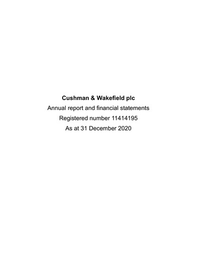 Miniature Cushman & Wakefield
 Rapport annuel 2020