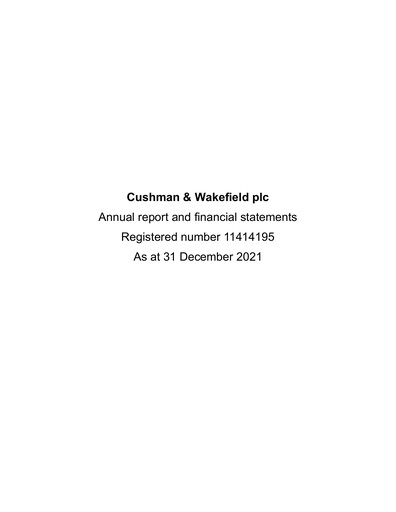 Miniature Cushman & Wakefield
 Rapport annuel 2021