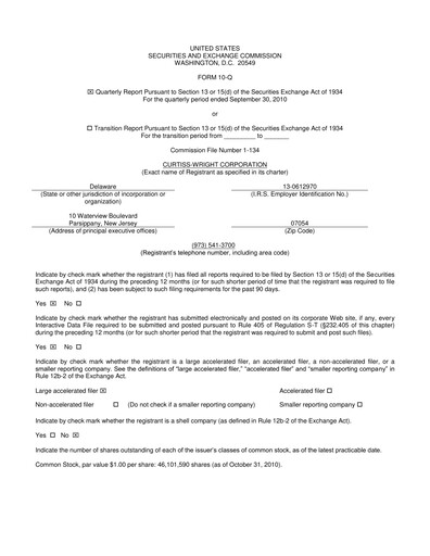 Thumbnail Curtiss-Wright
 Quarterly Report 2010-q3