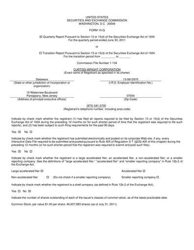 Thumbnail Curtiss-Wright
 Quarterly Report 2011-q2