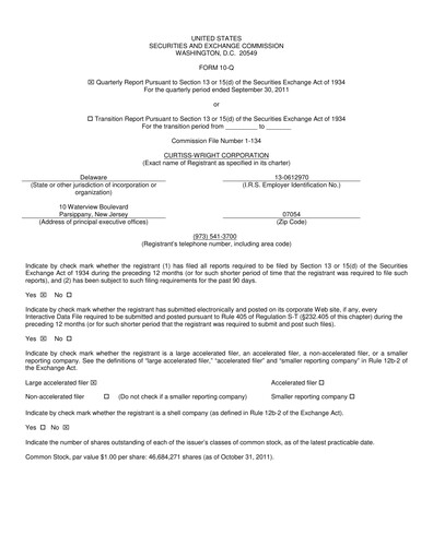 Thumbnail Curtiss-Wright
 Quarterly Report 2011-q3