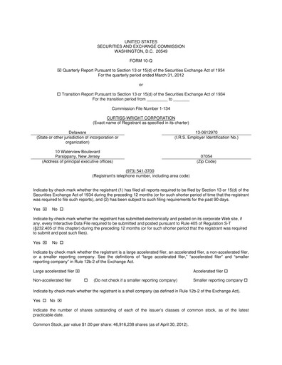 Thumbnail Curtiss-Wright
 Quarterly Report 2012-q1