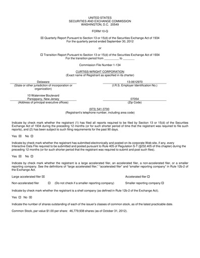 Thumbnail Curtiss-Wright
 Quarterly Report 2012-q3