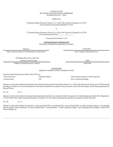 Thumbnail Curtiss-Wright
 Quarterly Report 2019-q3