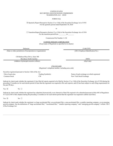 Thumbnail Curtiss-Wright
 Quarterly Report 2020-q3