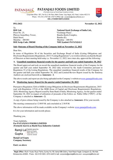 Thumbnail Patanjali Foods Quarterly Report 2022-q2