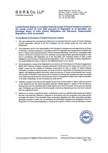 Thumbnail Vedant Fashions Quarterly Report 2025-q1