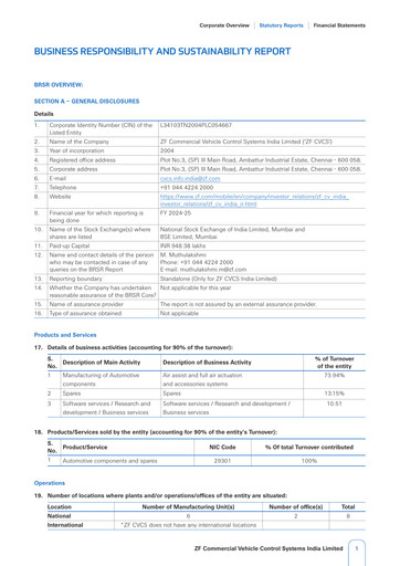 Miniature ZF Commercial Vehicle Control Systems India Rapport ESG 2025