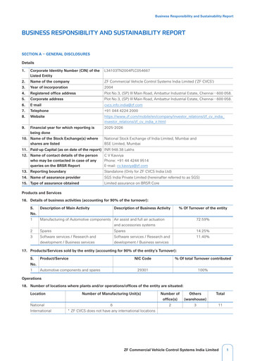 Miniature ZF Commercial Vehicle Control Systems India Rapport ESG 2026