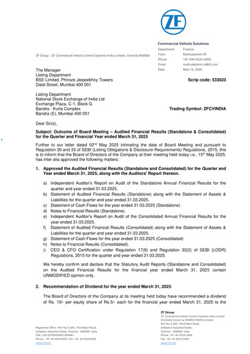 Thumbnail ZF Commercial Vehicle Control Systems India Financial Statement 2025