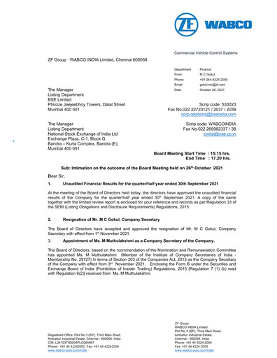 Thumbnail ZF Commercial Vehicle Control Systems India Quarterly Report 2021-q2