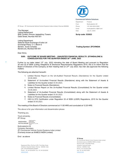 Thumbnail ZF Commercial Vehicle Control Systems India Quarterly Report 2023-q1